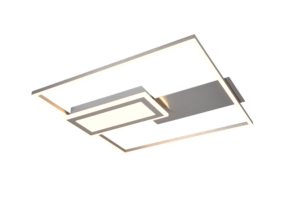 Plafoniera LED, metallo, nichel opaco, 53x4,5x50 cm, Spiro