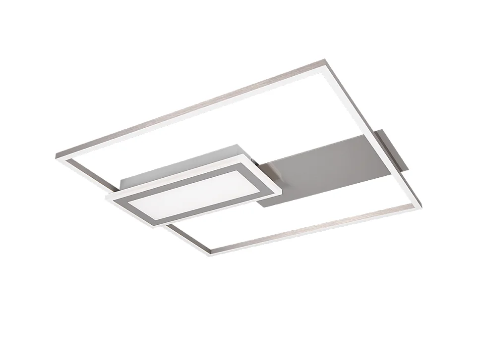 Plafoniera LED, metallo, nichel opaco, 53x4,5x50 cm, Spiro