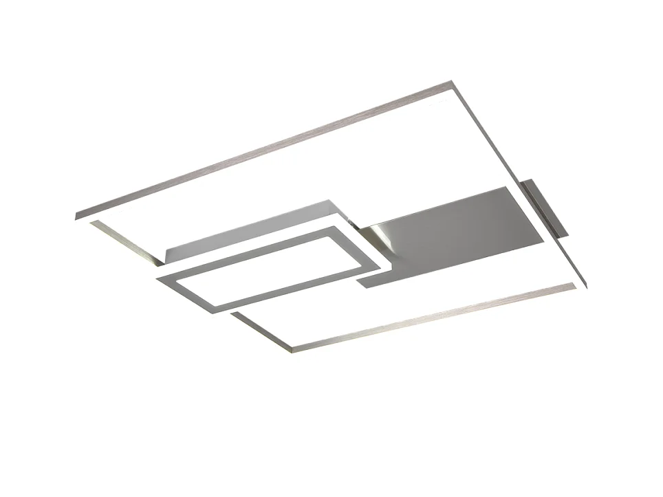 Plafoniera LED, metallo, nichel opaco, 53x4,5x50 cm, Spiro