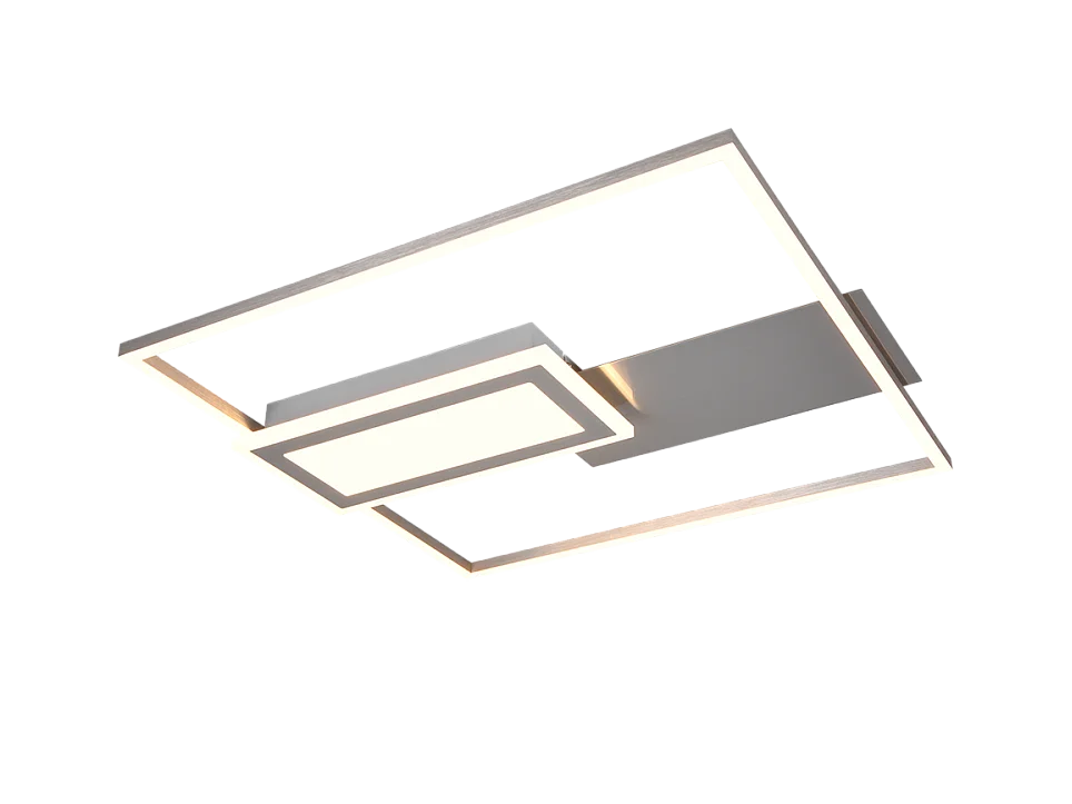 Plafoniera LED, metallo, nichel opaco, 53x4,5x50 cm, Spiro