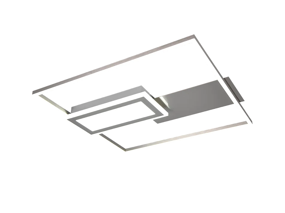 Plafoniera LED, metallo, nichel opaco, 53x4,5x50 cm, Spiro