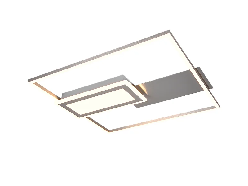 Plafoniera LED, metallo, nichel opaco, 53x4,5x50 cm, Spiro