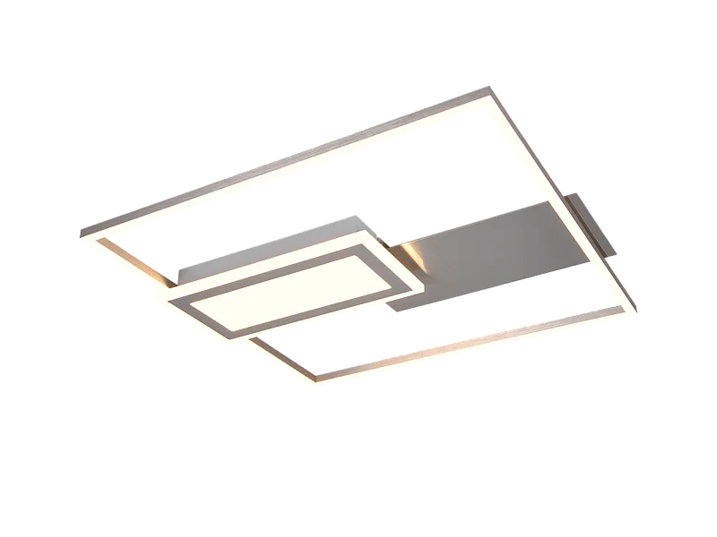 Plafoniera LED, metallo, nichel opaco, 53x4,5x50 cm, Spiro