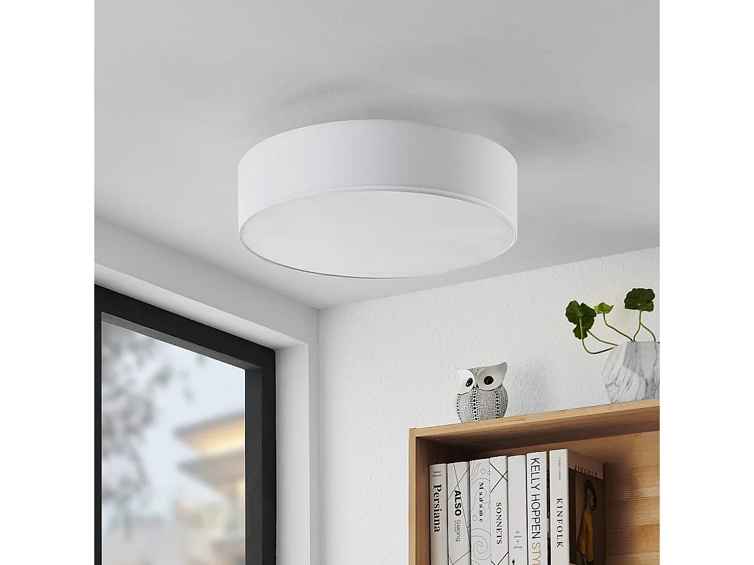 Plafoniera 3 luci, tessuto, bianco, 50x17x50 cm, Hotel