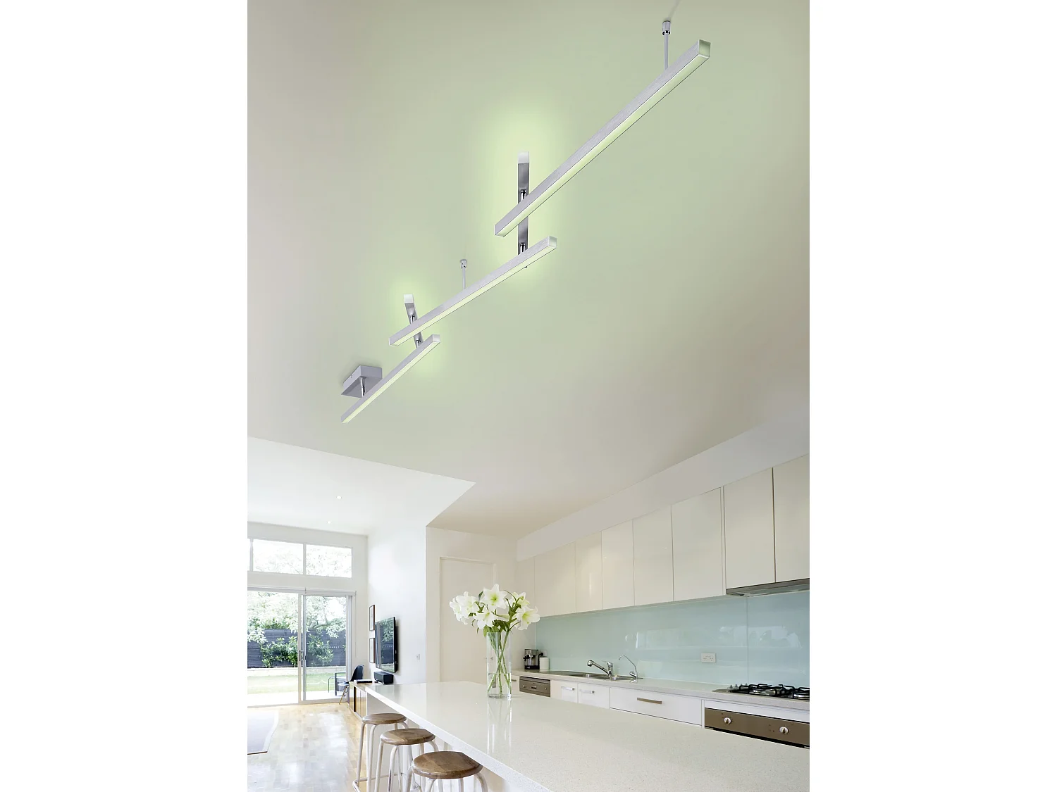 Plafoniera LED, metallo, nichel opaco, 242x12x10 cm, Melby