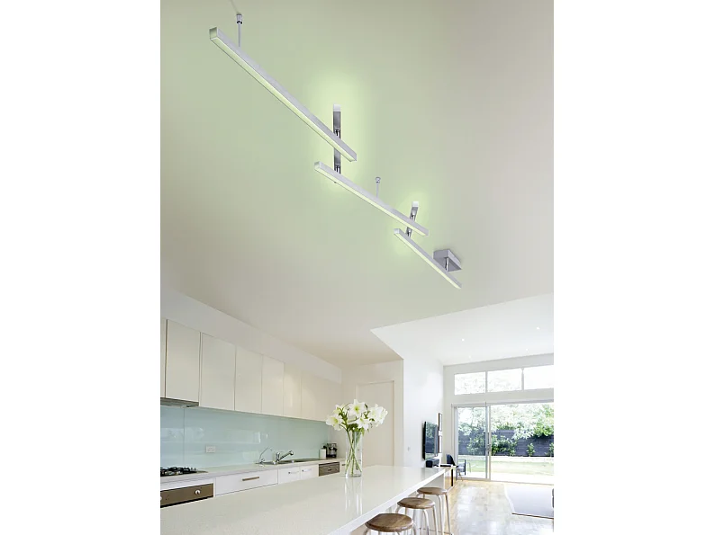 Plafoniera LED, metallo, nichel opaco, 242x12x10 cm, Melby