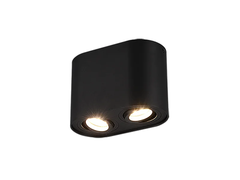 Plafoniera 2 luci, metallo, nero opaco, 17,8x12,5x9,6 cm, Cookie