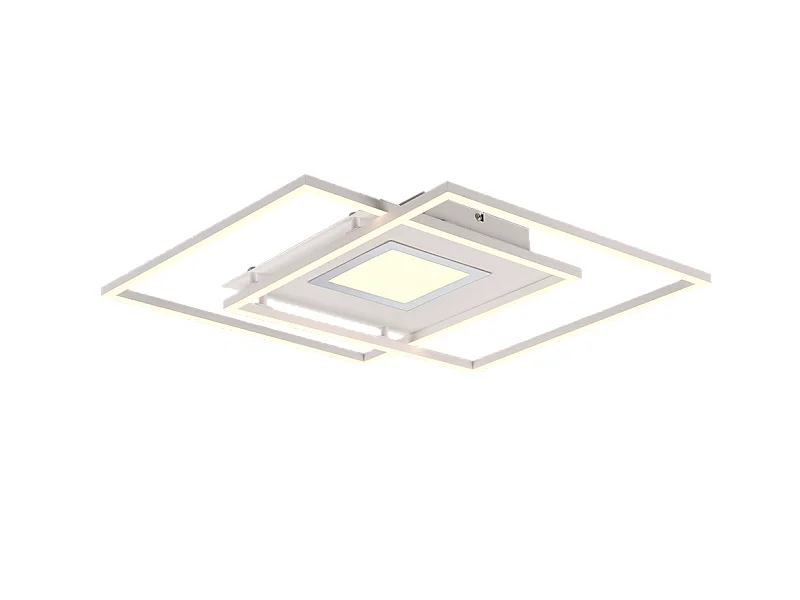 Plafoniera LED, metallo, bianco opaco, 50x6,5x50 cm, Via