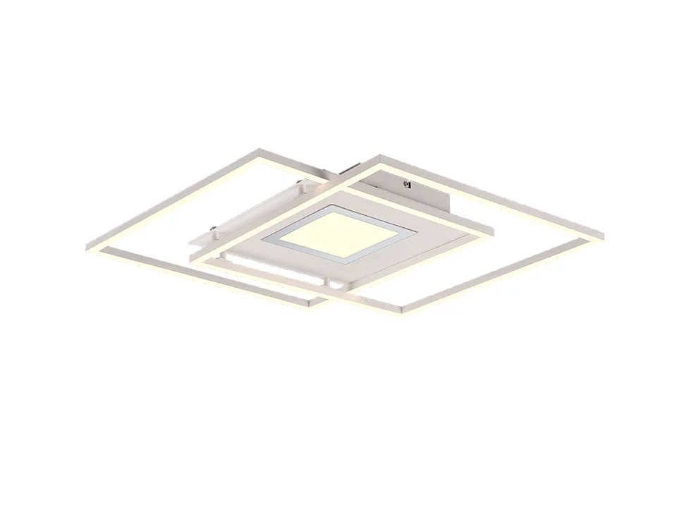 Plafoniera LED, metallo, bianco opaco, 50x6,5x50 cm, Via