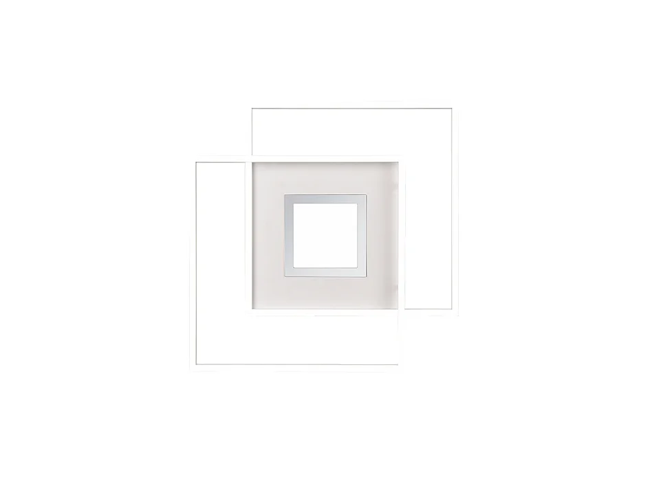 Plafoniera LED, metallo, bianco opaco, 50x6,5x50 cm, Via
