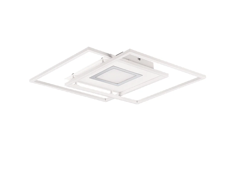 Plafoniera LED, metallo, bianco opaco, 50x6,5x50 cm, Via