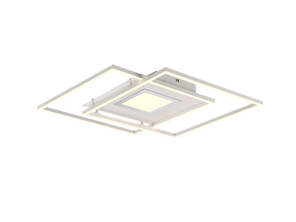 Plafoniera LED, metallo, bianco opaco, 50x6,5x50 cm, Via