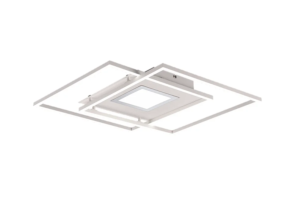 Plafoniera LED, metallo, bianco opaco, 50x6,5x50 cm, Via