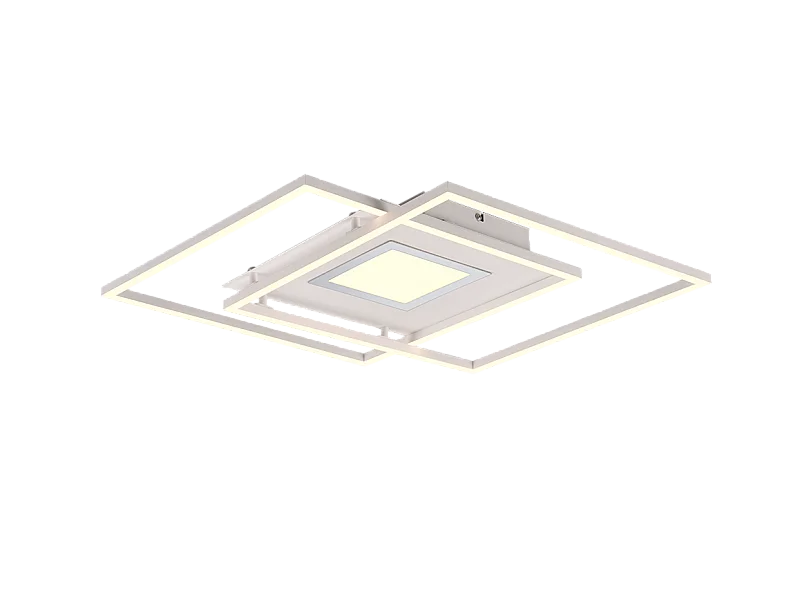 Plafoniera LED, metallo, bianco opaco, 50x6,5x50 cm, Via