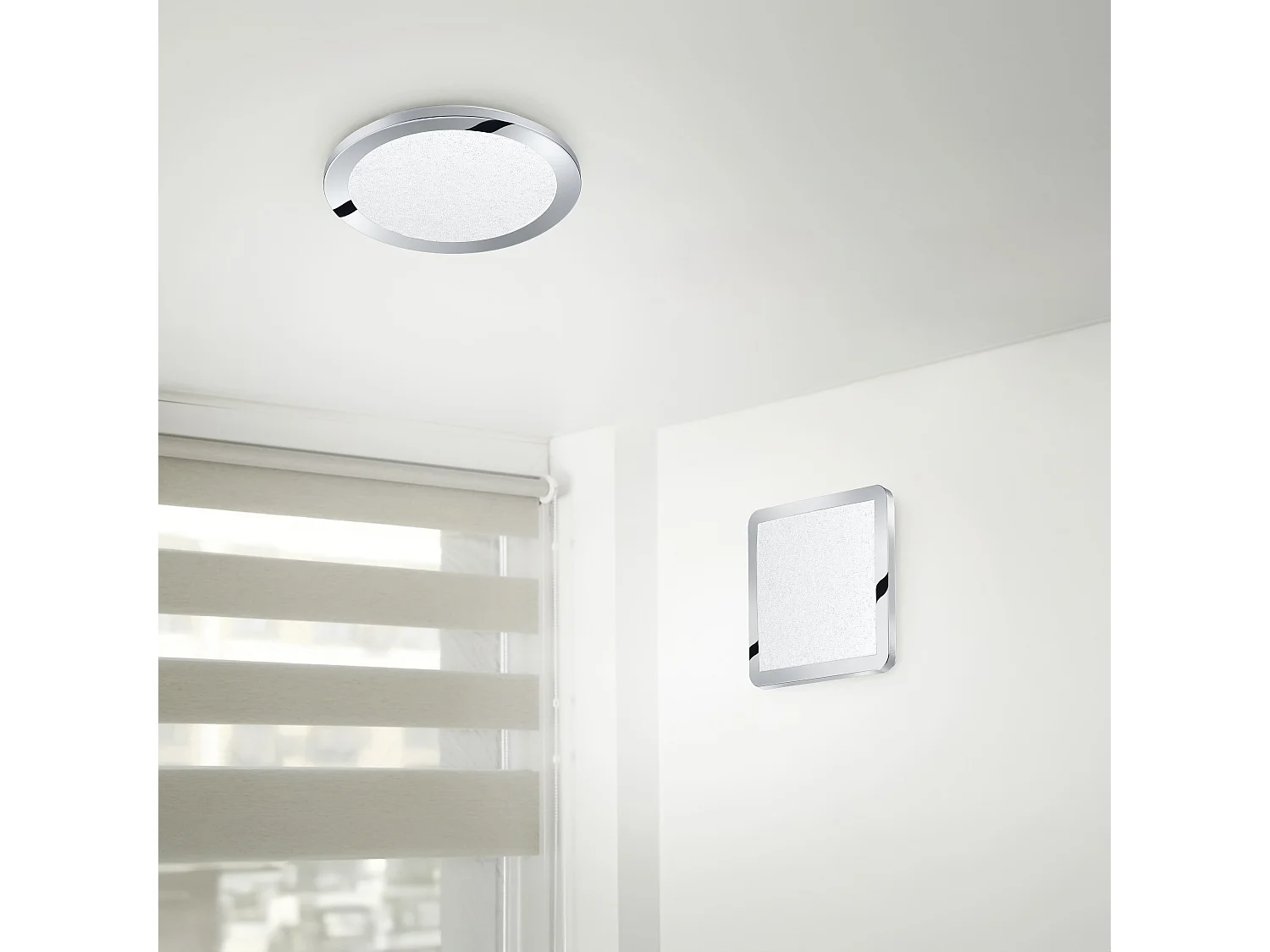 Plafoniera LED, plastica, cromo, 26x3x26 cm, Cesar