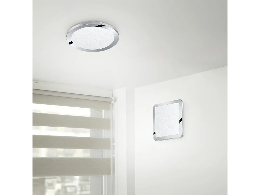 Plafoniera LED, plastica, cromo, 26x3x26 cm, Cesar