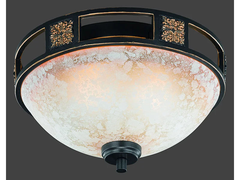 Plafoniera 2 luci, metallo, ruggine, 33x20x33 cm, Quinta