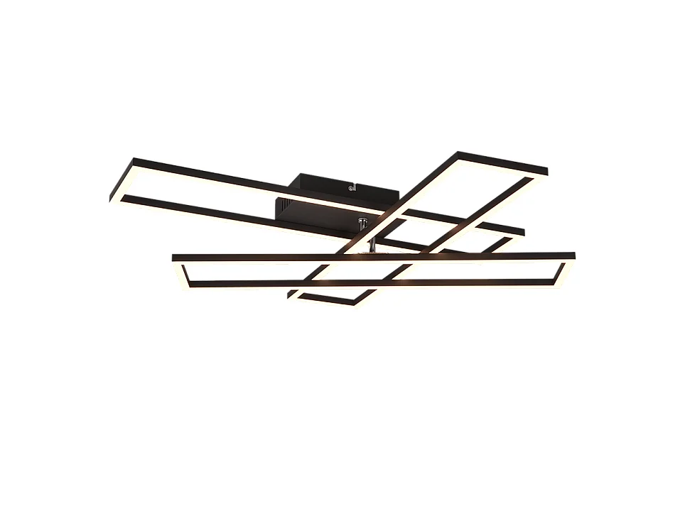 Plafoniera LED, metallo, nero opaco, 66x10x60 cm, Corso