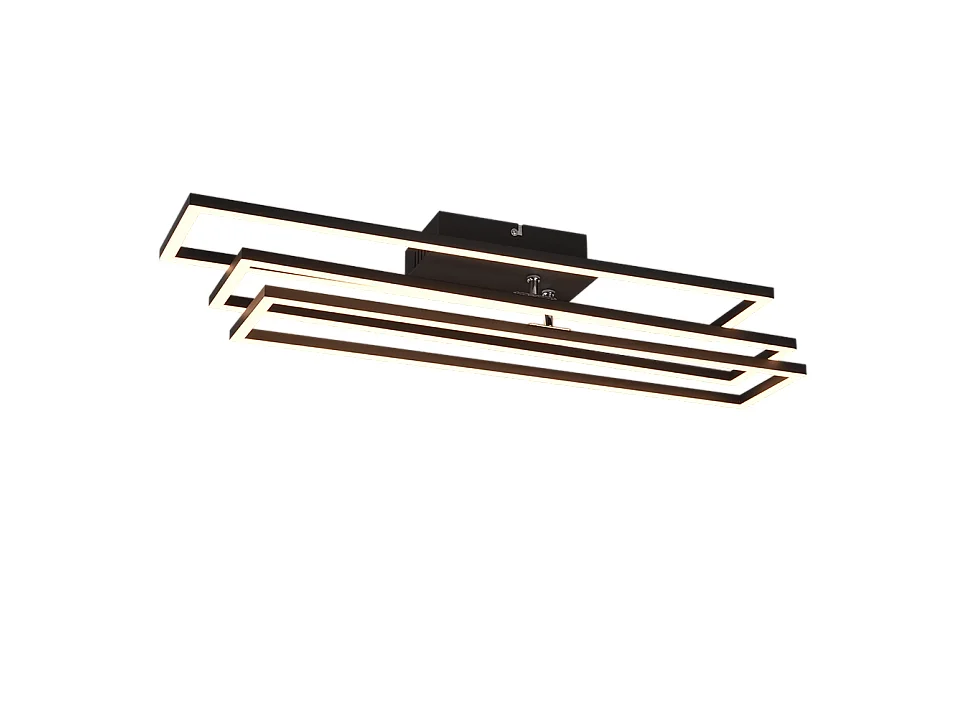Plafoniera LED, metallo, nero opaco, 66x10x60 cm, Corso