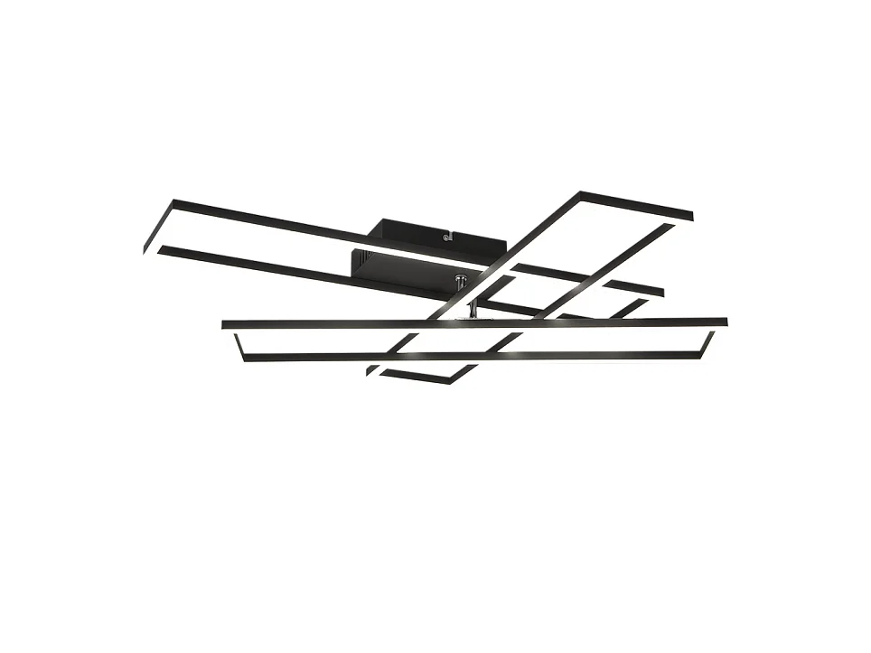 Plafoniera LED, metallo, nero opaco, 66x10x60 cm, Corso