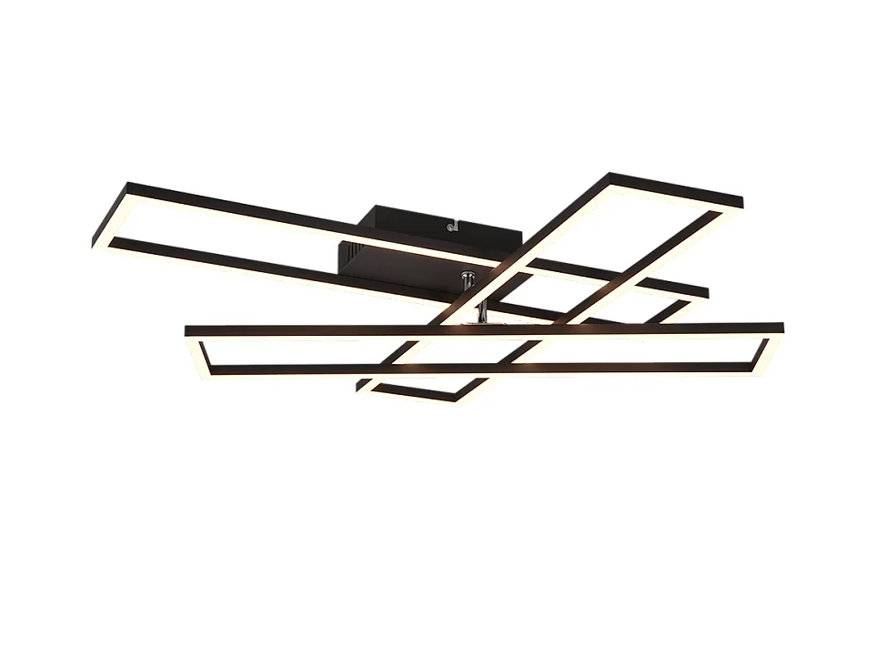 Plafoniera LED, metallo, nero opaco, 66x10x60 cm, Corso