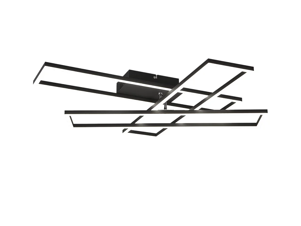 Plafoniera LED, metallo, nero opaco, 66x10x60 cm, Corso