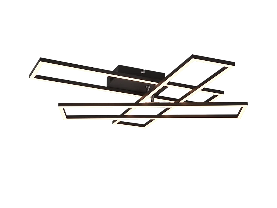 Plafoniera LED, metallo, nero opaco, 66x10x60 cm, Corso