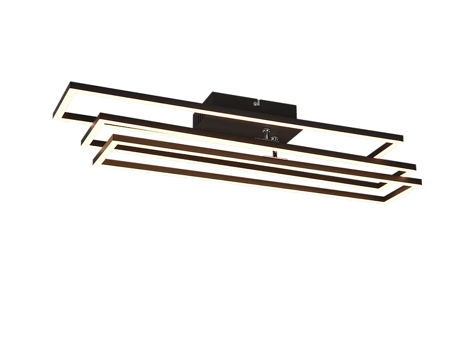 Plafoniera LED, metallo, nero opaco, 66x10x60 cm, Corso