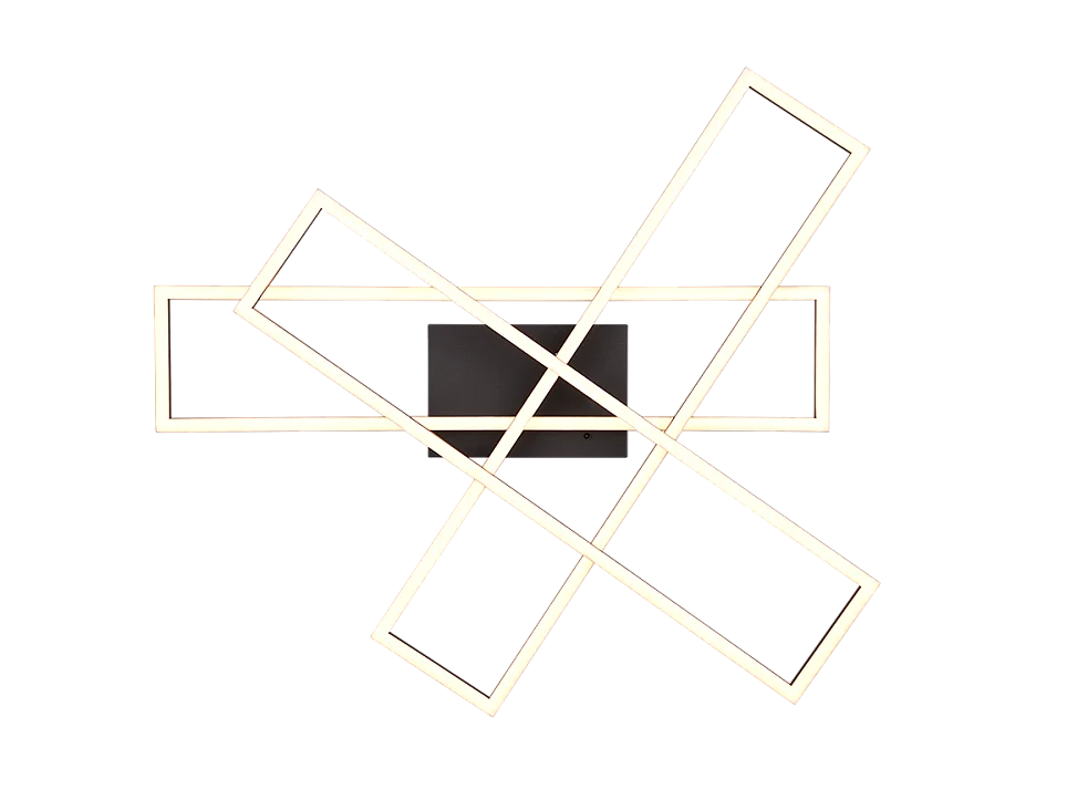 Plafoniera LED, metallo, nero opaco, 66x10x60 cm, Corso