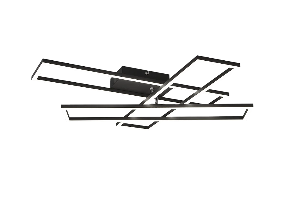 Plafoniera LED, metallo, nero opaco, 66x10x60 cm, Corso