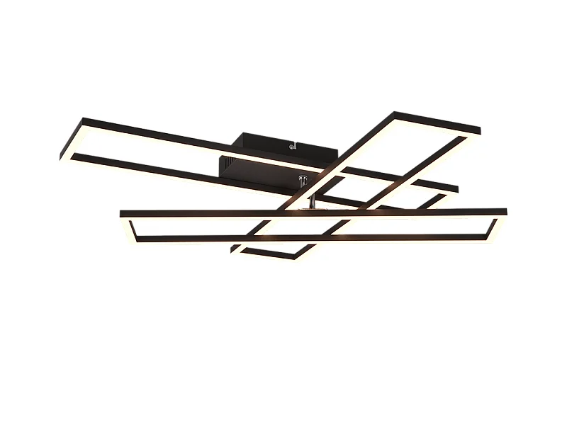 Plafoniera LED, metallo, nero opaco, 66x10x60 cm, Corso