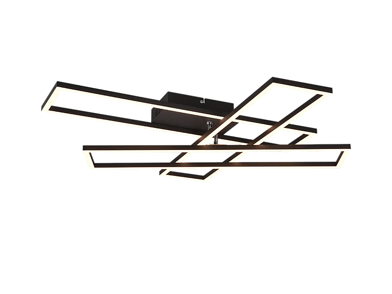 Plafoniera LED, metallo, nero opaco, 66x10x60 cm, Corso