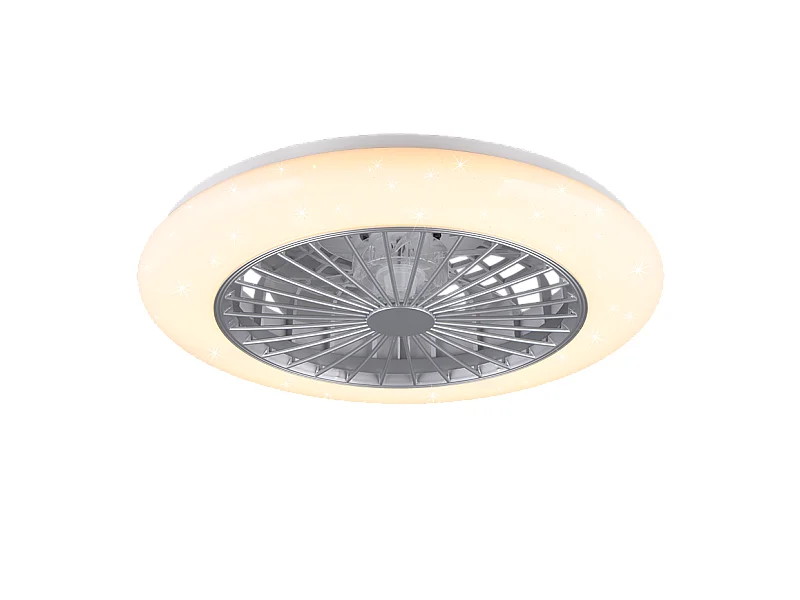 Ventilatore/Plafoniera LED, plastica, titano, 49x16,5x49 cm, Stralsund