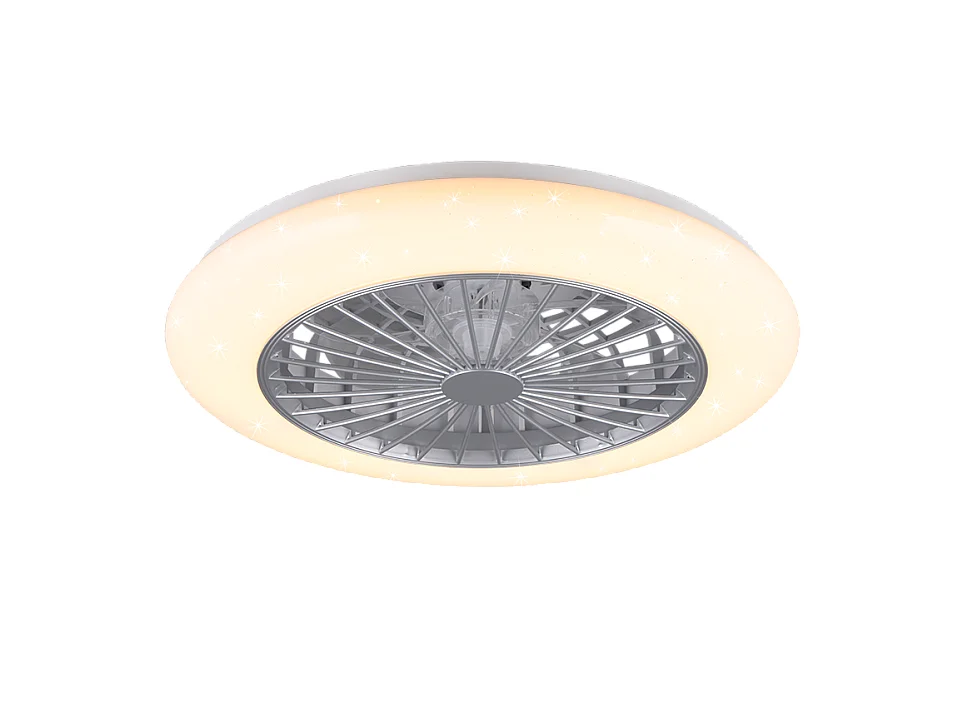 Ventilatore/Plafoniera LED, plastica, titano, 49x16,5x49 cm, Stralsund