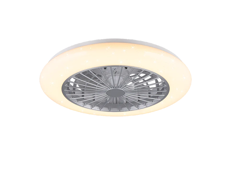 Ventilatore/Plafoniera LED, plastica, titano, 49x16,5x49 cm, Stralsund