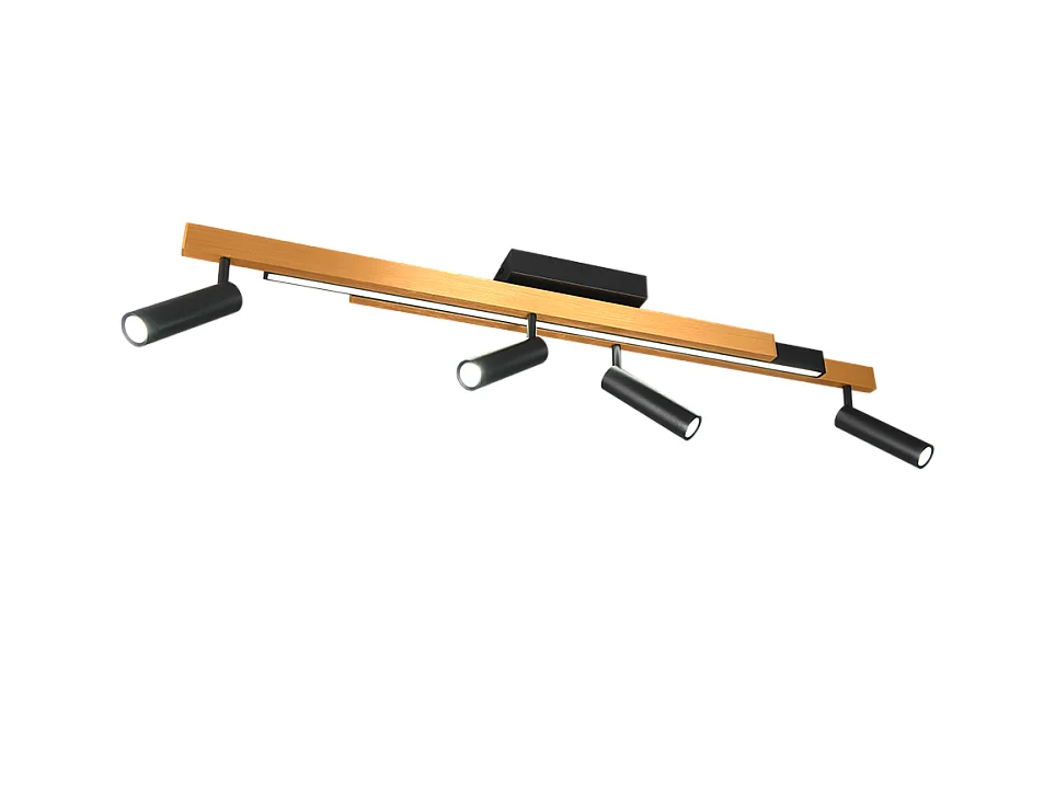Plafoniera LED 4 luci, metallo, oro nero, 133x23x8,5 cm, Zeno
