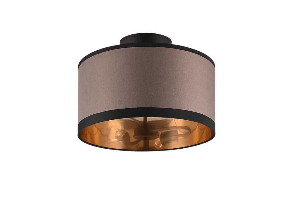 Plafoniera 2 luci, metallo, nero opaco, 30x22x30 cm, Davos