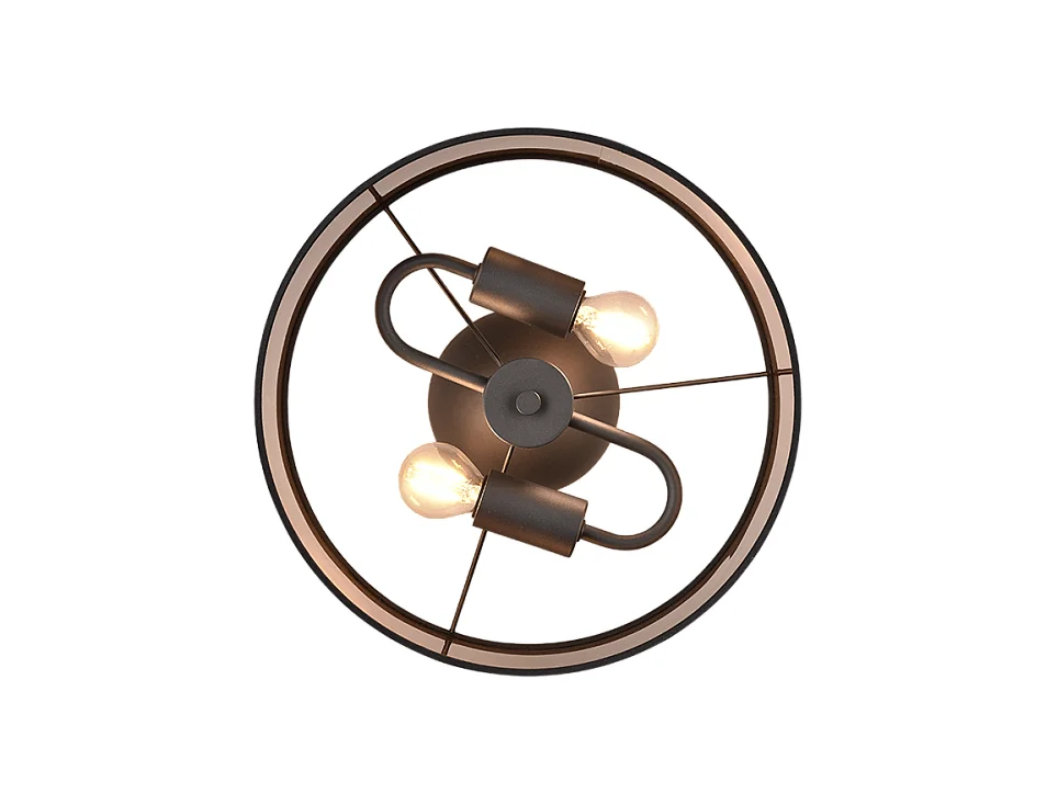 Plafoniera 2 luci, metallo, nero opaco, 30x22x30 cm, Davos