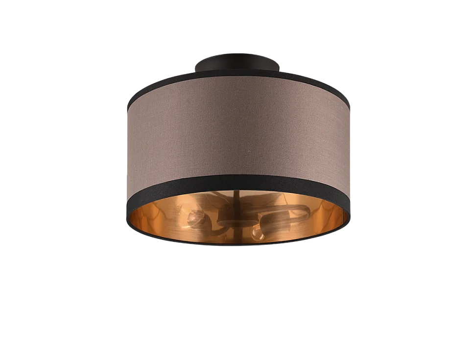 Plafoniera 2 luci, metallo, nero opaco, 30x22x30 cm, Davos