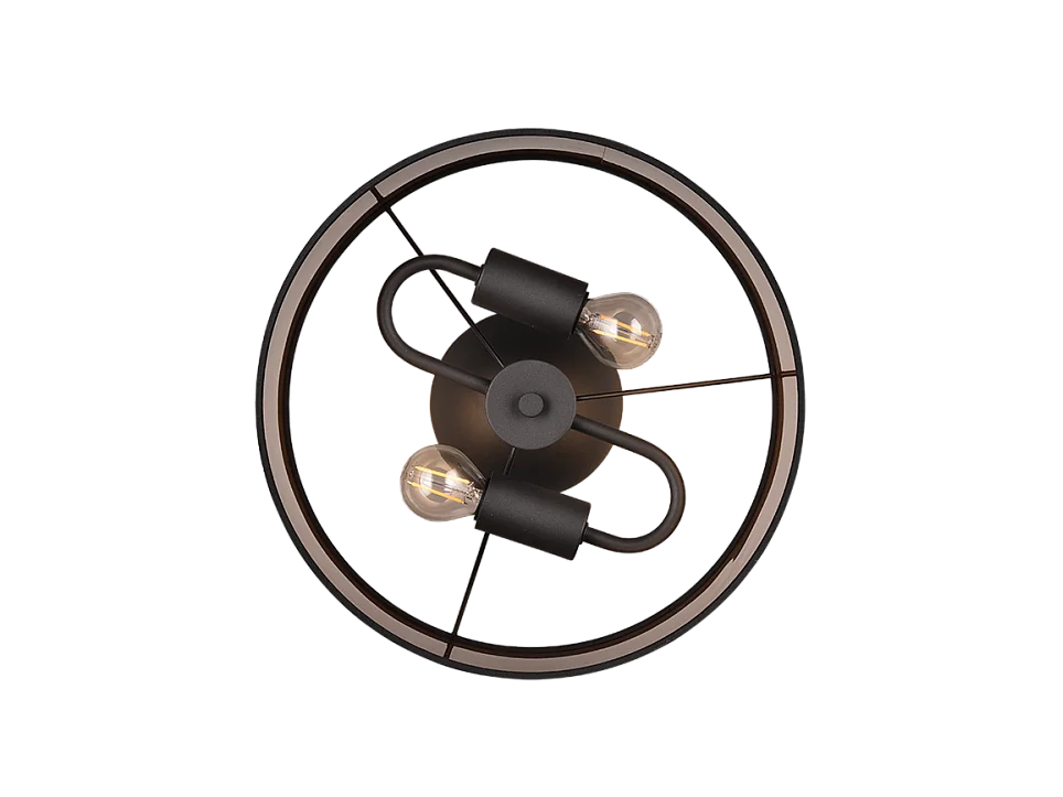 Plafoniera 2 luci, metallo, nero opaco, 30x22x30 cm, Davos