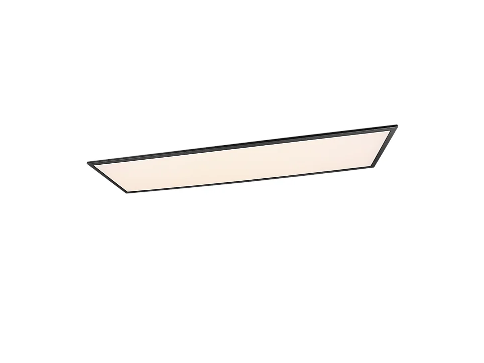 Plafoniera LED, metallo, nero opaco, 119,5x5x29,5 cm, Alpha