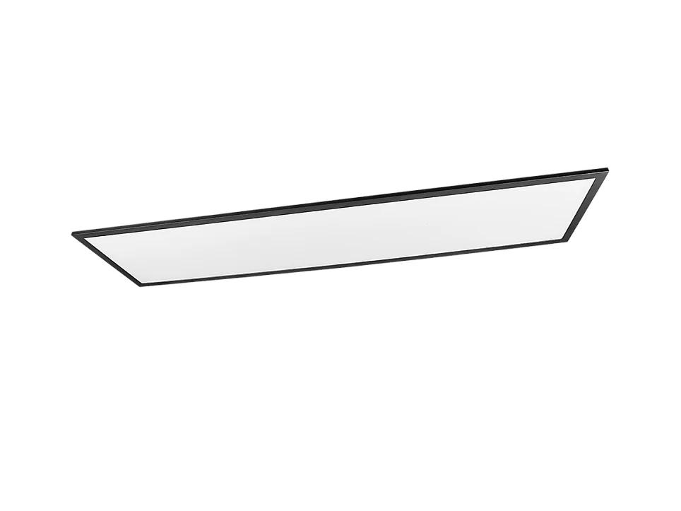 Plafoniera LED, metallo, nero opaco, 119,5x5x29,5 cm, Alpha