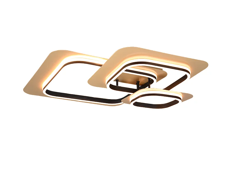 Plafoniera LED, metallo, oro nero, 74x13x74 cm, Lugo