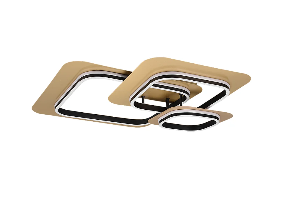 Plafoniera LED, metallo, oro nero, 74x13x74 cm, Lugo
