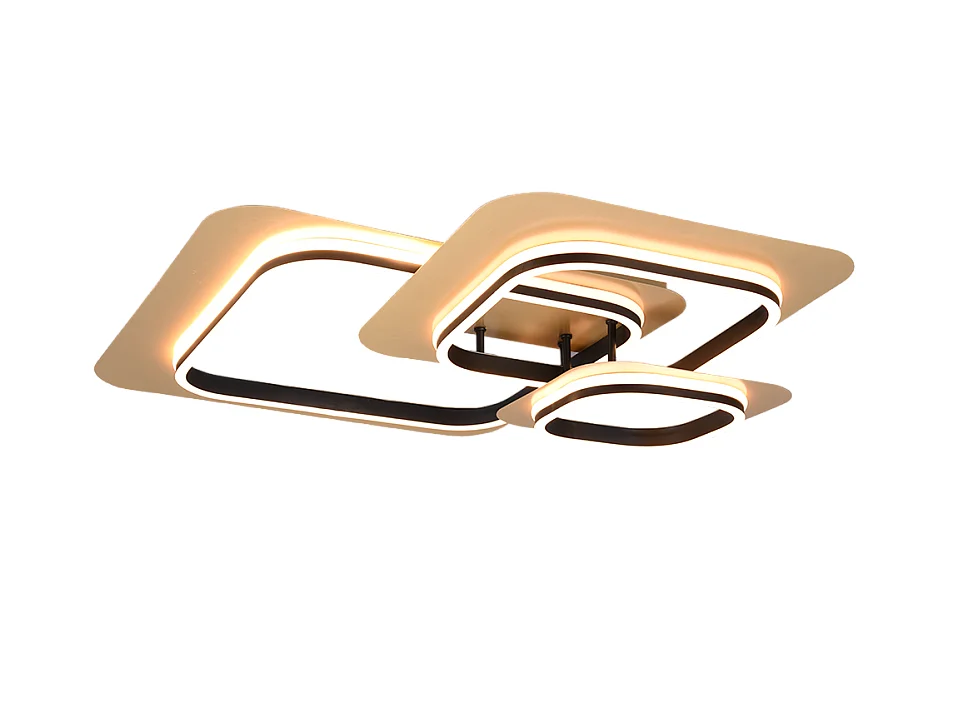 Plafoniera LED, metallo, oro nero, 74x13x74 cm, Lugo