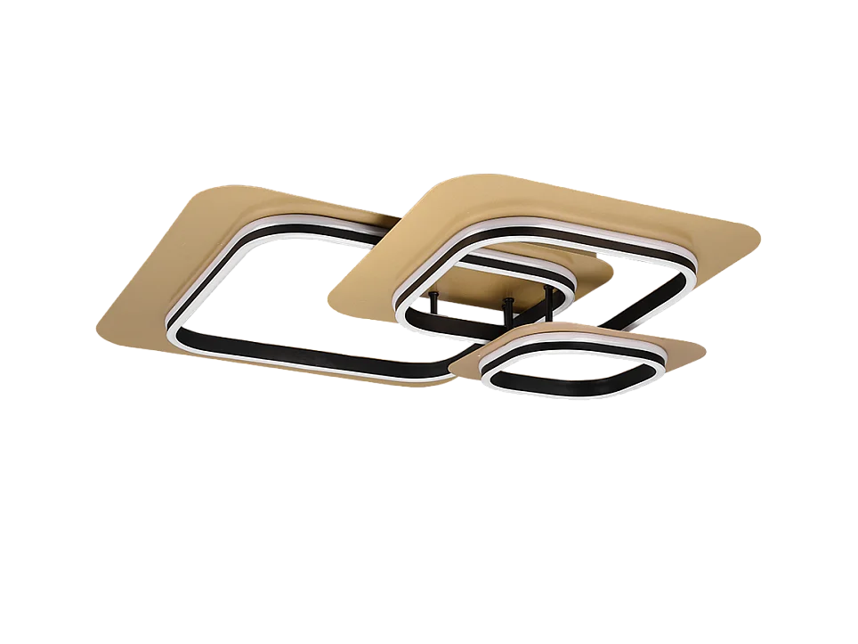 Plafoniera LED, metallo, oro nero, 74x13x74 cm, Lugo