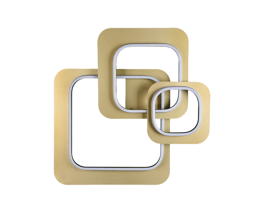 Plafoniera LED, metallo, oro nero, 74x13x74 cm, Lugo