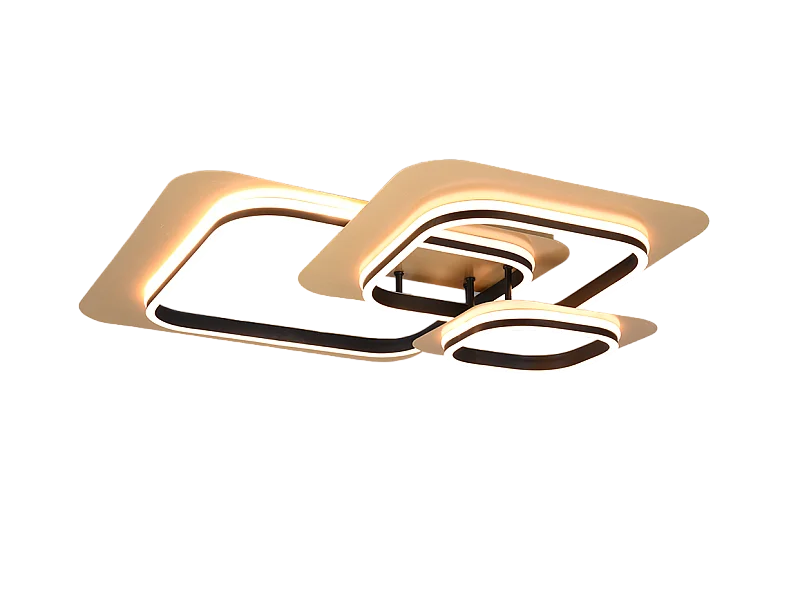 Plafoniera LED, metallo, oro nero, 74x13x74 cm, Lugo