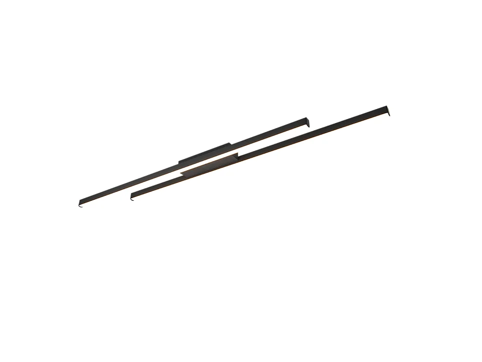 Plafoniera LED, metallo, nero opaco, 110x5x8,5 cm, Odio