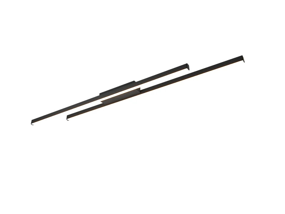 Plafoniera LED, metallo, nero opaco, 110x5x8,5 cm, Odio